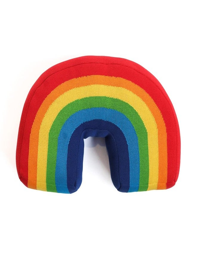 Pluchi Rainbow Cotton Knitted U Shaped Plush Pillow with Polyester Filling (Multi Color) (Luca) - Image 3